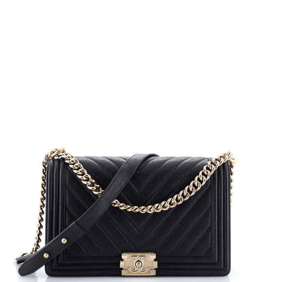 Chanel New Medium Boy Flap Bag Chevron Caviar - Picture 1 of 6